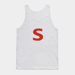 Letter s in Red Text Minimal Typography Tank Top